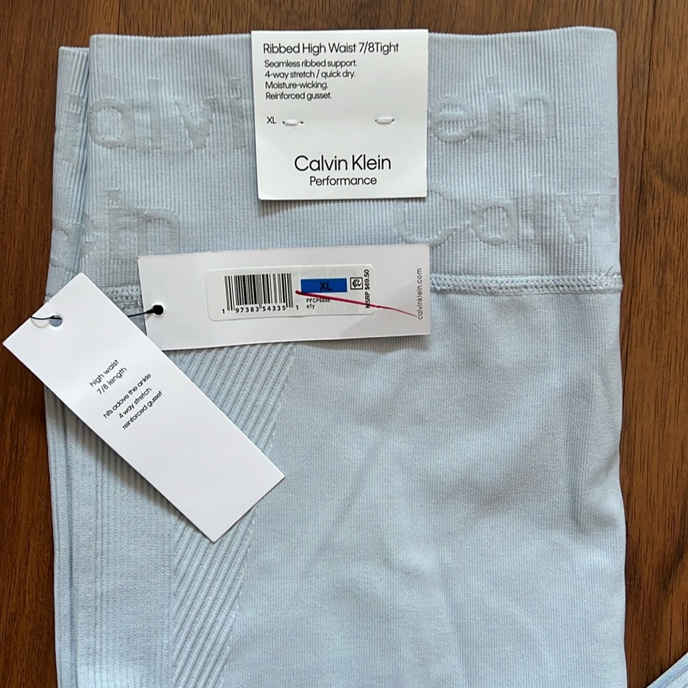 NWT Blue Ribbed Performance Tights - Picture 3 of 4